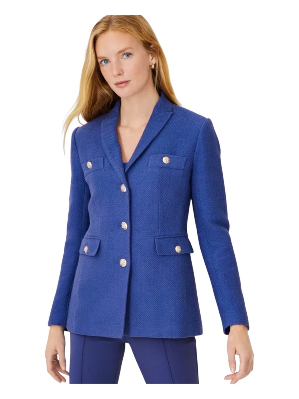 ANN TAYLOR Royal Blue Tailored Tweed Blazer
